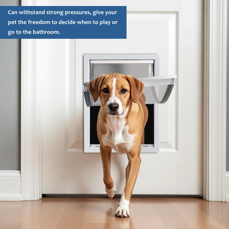 CEESC Large Dog Door with Soft Transparent Magnetic Flap and Snap-in Closing Panel, Premium PVC Plastic Pet Door for Large Dogs(XL,White) - Image 2